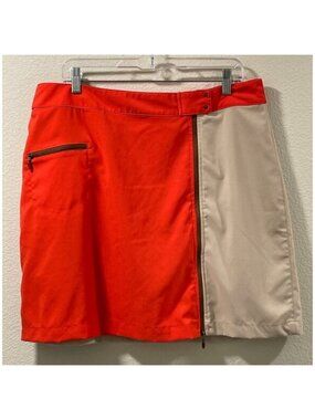 NANCY LOPEZ Golf Skort-Shorts Orange/Tan Color Block Women 14